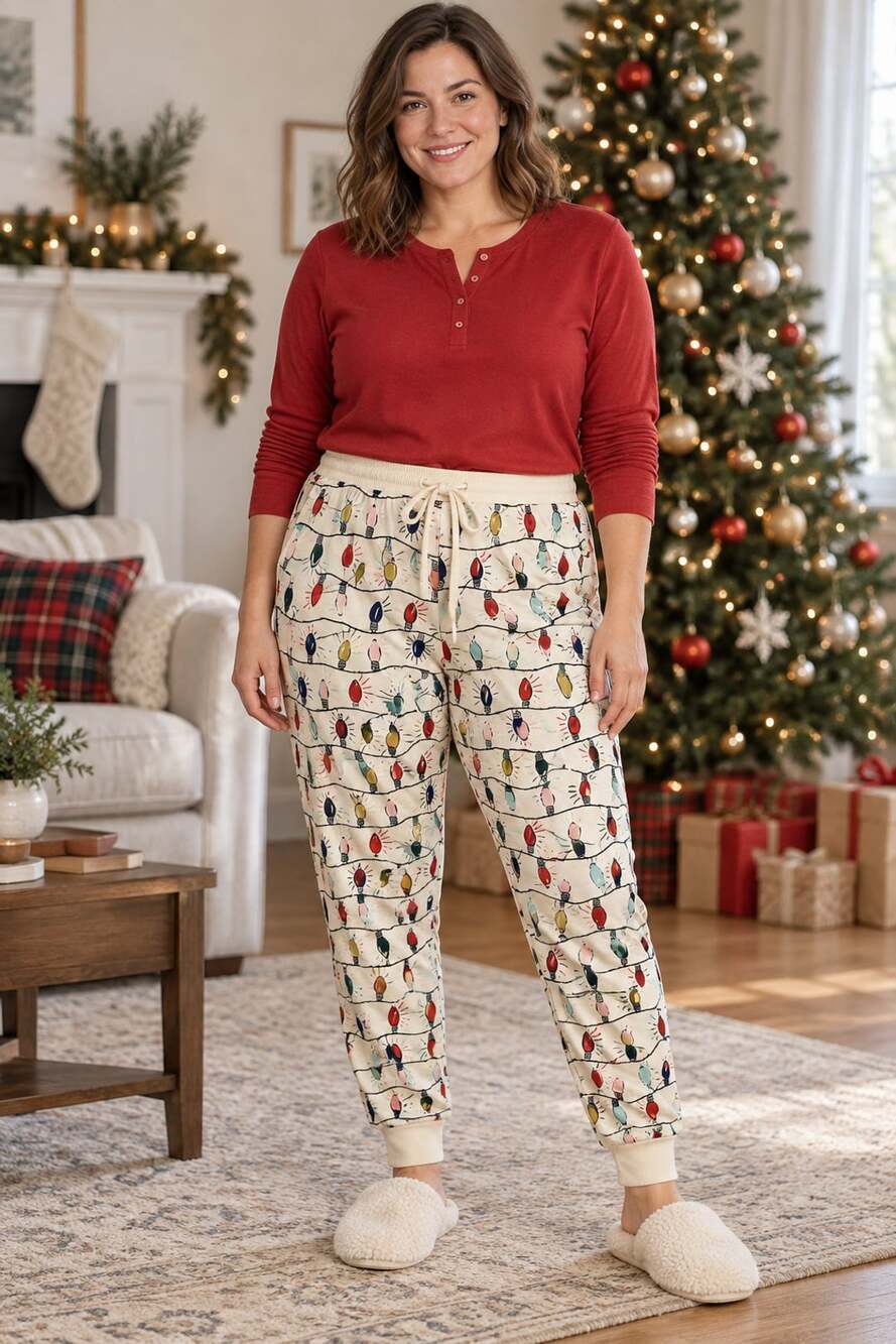 Hanna Andersson Pajama Joggers Size L Bright Bulbs Christmas Lights